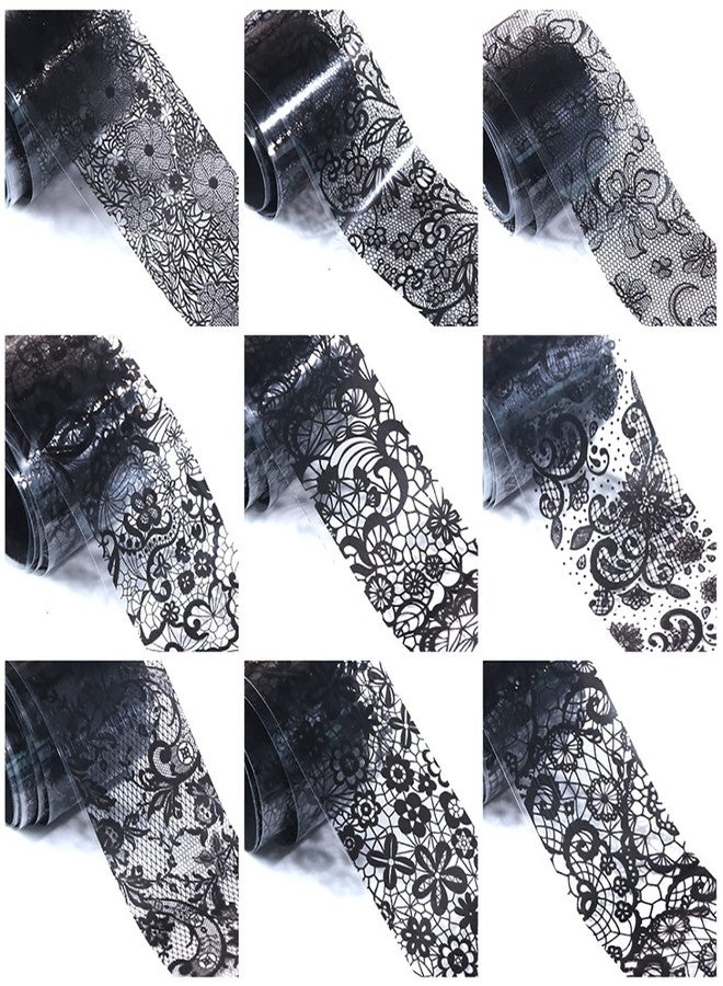 DANNEASY Nail Foil Transfer, DANNEASY 30 Roll Black White Laser Lace Retro Foils Nail Stickers Holographic Nail Art Foil Transfer Starry Sky Nails Art Design Stickers Decals for Women Kids - Image 4